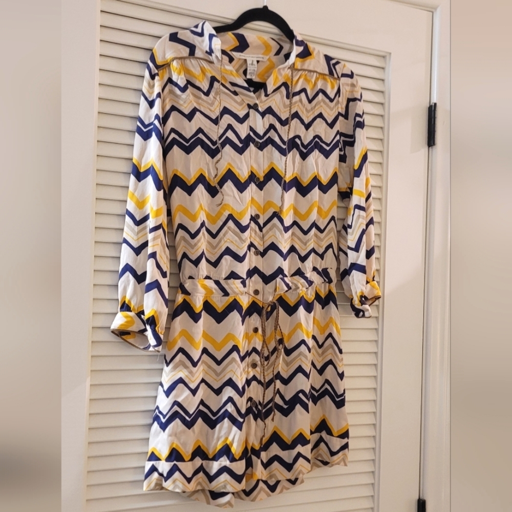 Diane Von Furstenberg - Multi Coloured Bariloche 3/4 Sleeved Shirt Mini Dress